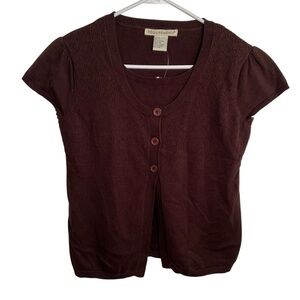 Vintage Requirements Short Sleeve Cardigan Sweater Brown S